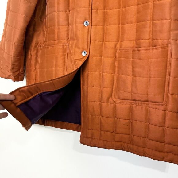 Arleen Bowman Chin Chin Silk Quilted Jacket Rust Orange Purple Women’s M Vintage - Picture 2 of 11